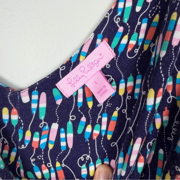 Lilly Pulitzer Sloane Maxi Dress Oh Buoy Navy Blue Jersey Stretch Large Nautical - Picture 8 of 11
